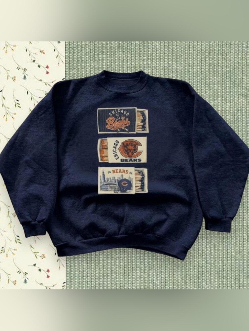 Gildan Chicago Bears Matchbook Graphic Sweatshirt Navy Blue For Unisex